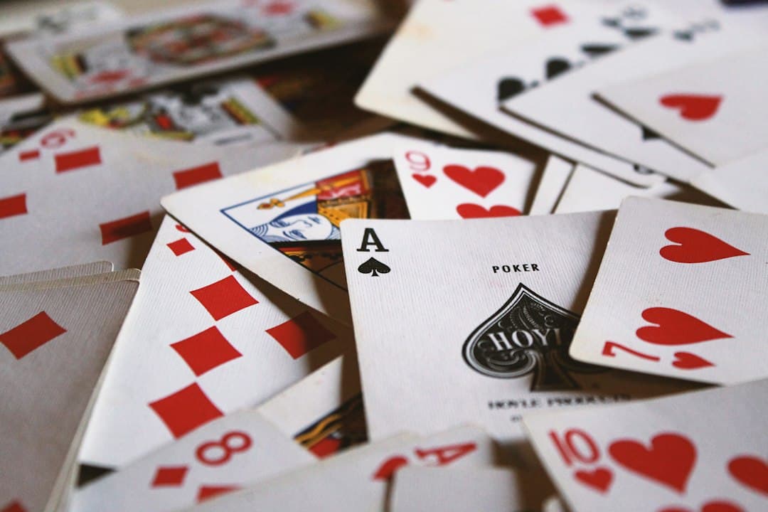 Playing cards scattered on a table
